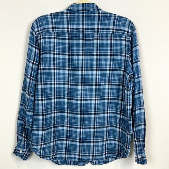 Lauren Ralph Lauren Blue Linen Plaid Shirt M - Picture 4 of 7